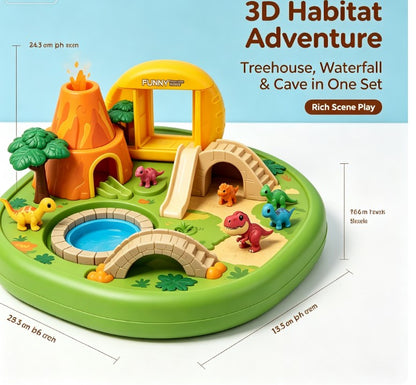 Dinosaur Volcano Island Playset — Interactive Prehistoric Adventure Park with Slide, Bridges, Erupting Volcano & Mini Dino Figures for Toddlers & Kids