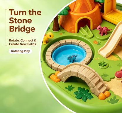 Dinosaur Volcano Island Playset — Interactive Prehistoric Adventure Park with Slide, Bridges, Erupting Volcano & Mini Dino Figures for Toddlers & Kids