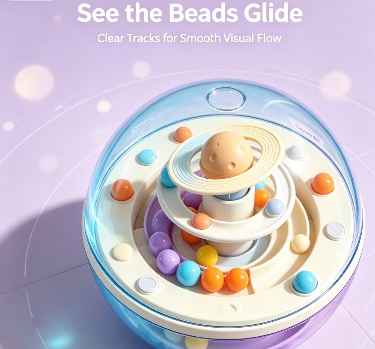 Saturn’s Ring Marble Run: Double-Decker Spiral Maze with Space Theme and Anti-Gravity Action - Sensory Orb Puzzle Toy for Concentration and Skill Development