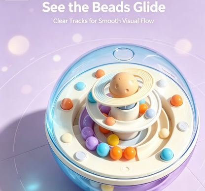 Saturn’s Ring Marble Run: Double-Decker Spiral Maze with Space Theme and Anti-Gravity Action - Sensory Orb Puzzle Toy for Concentration and Skill Development